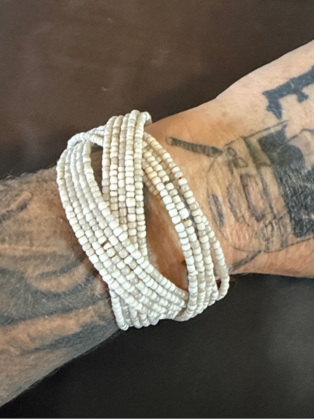 Hand Crafted Boho Beach Multi-Strand Beaded Crossover Cuff Wrap Bracelet -